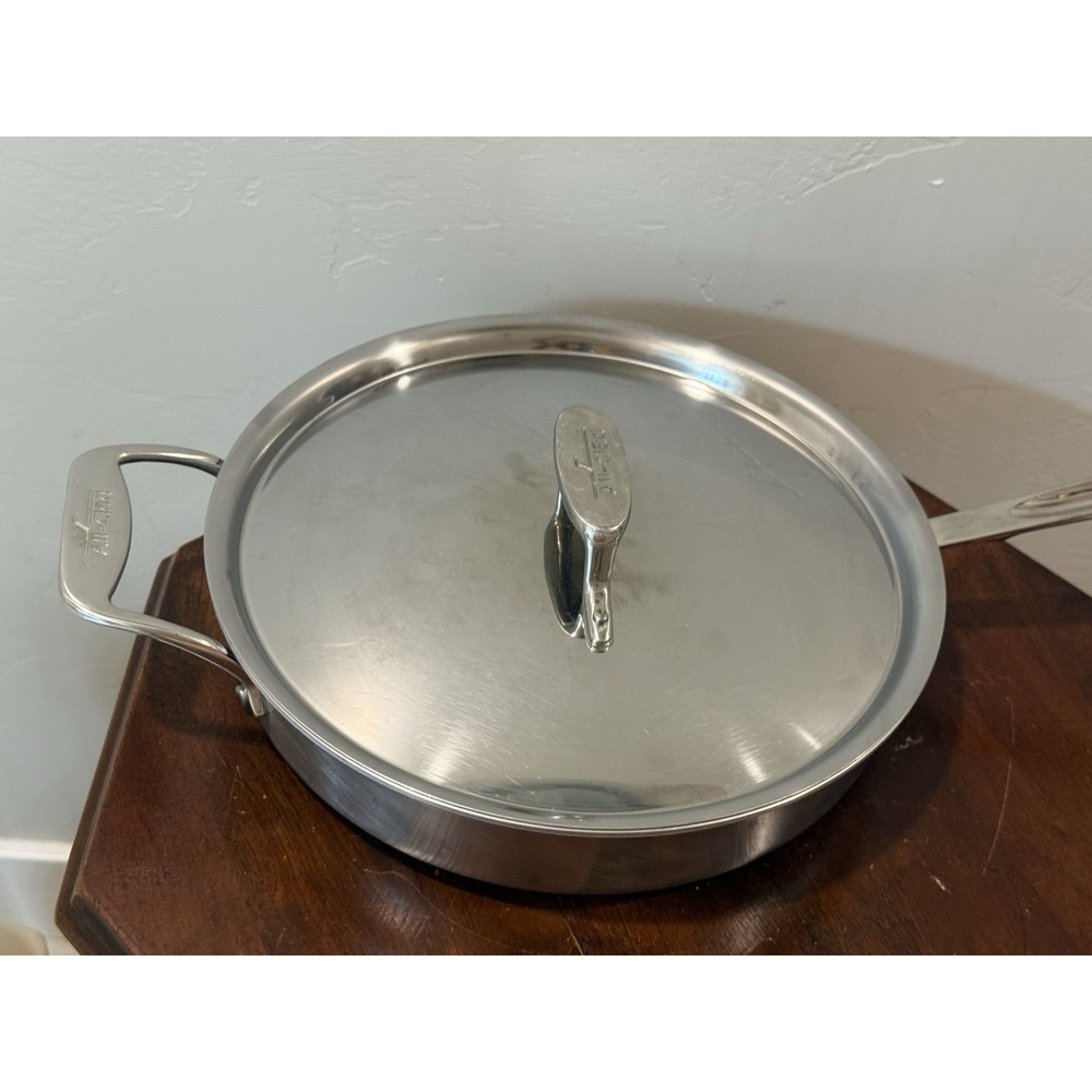 All-Clad D5 Stainless Steel 3 Qt Saute Pan With Lid 5-Ply Cookware Made In USA